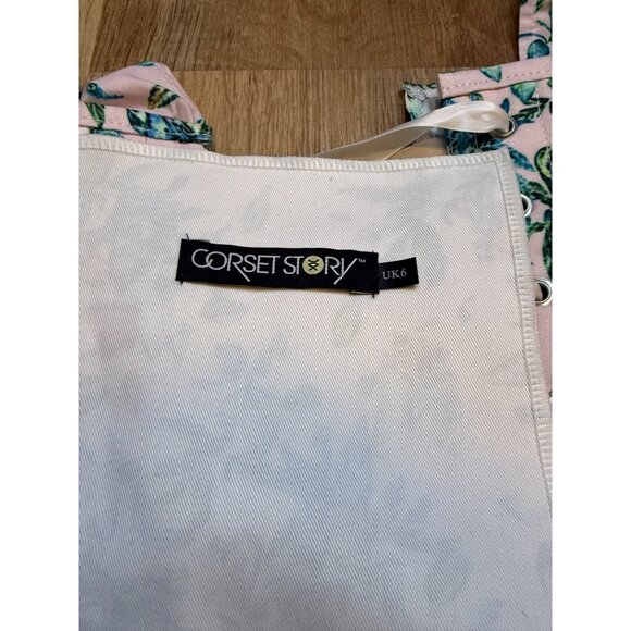 Corset Story UK6 Floral Bird Print Ruffled Corset Top - Picture 6 of 7